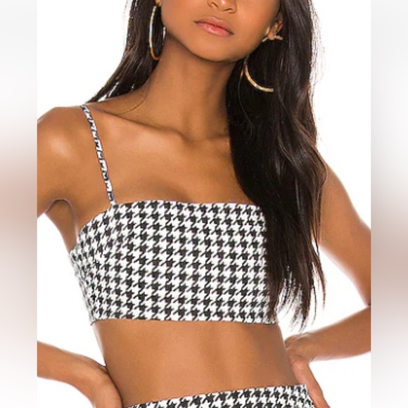 superdown Tops - Superdown Black and White Houndstooth Crop Top XS